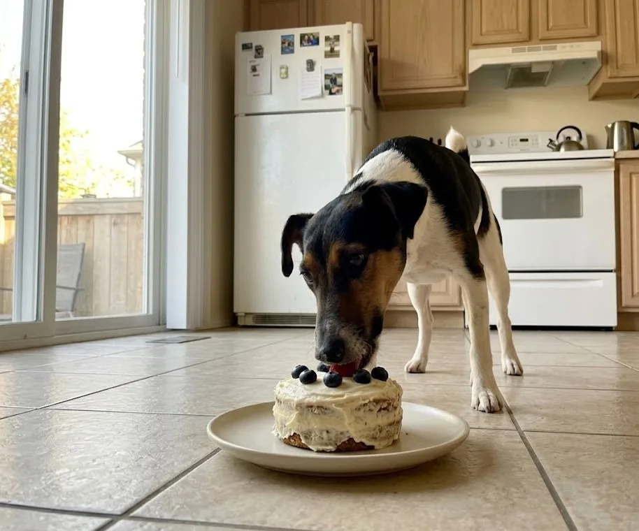 Perro celebrando su cumpleaños
