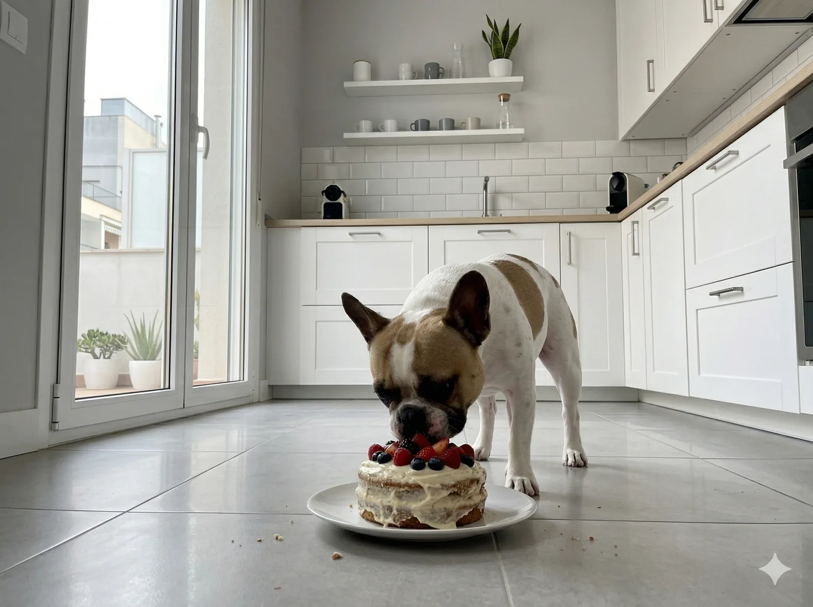 Perro con su tarta especial